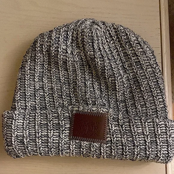Love your melon ribbed blue and white beanie - Picture 3 of 7